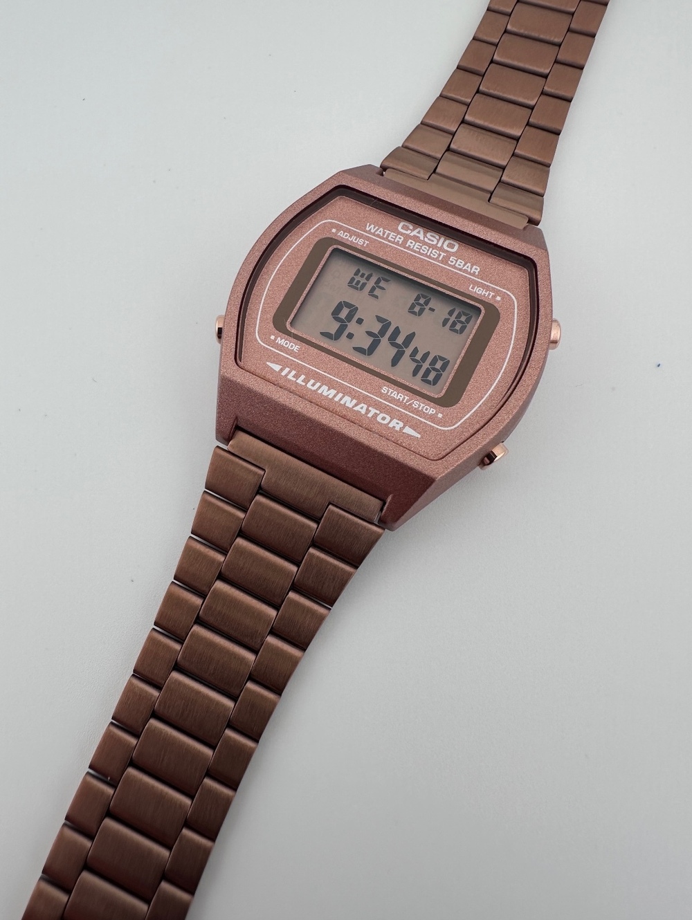 Casio B640WC-5A Rose Gold Digital Watch, Retro Unisex Stainless Steel Watch - Picture 8 of 9